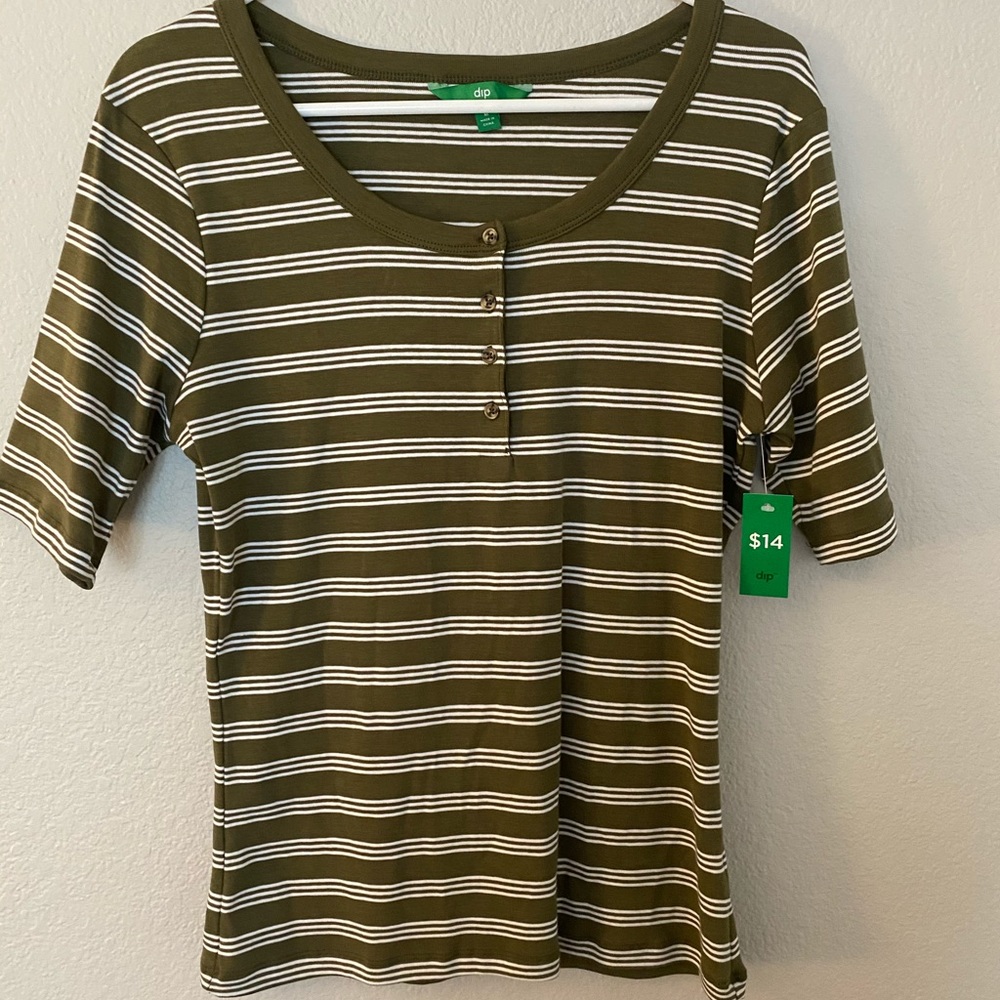 3/4” Sleeve Stripped Tee